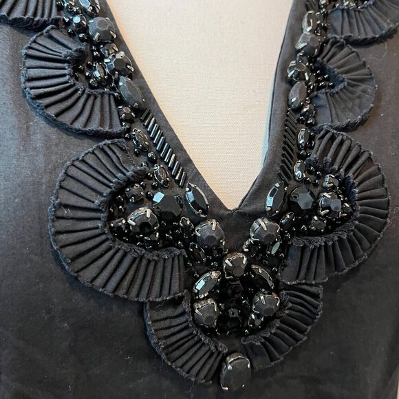 MICHAEL Michael Kors Black Beaded Cotton Tunic Top, Size Medium - Picture 3 of 12